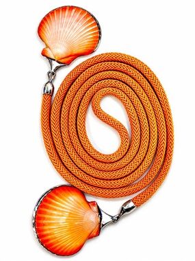 Clifton Nicholson Vintage Silk Lariat Necklace Sterling Shell 48” Signed Rare